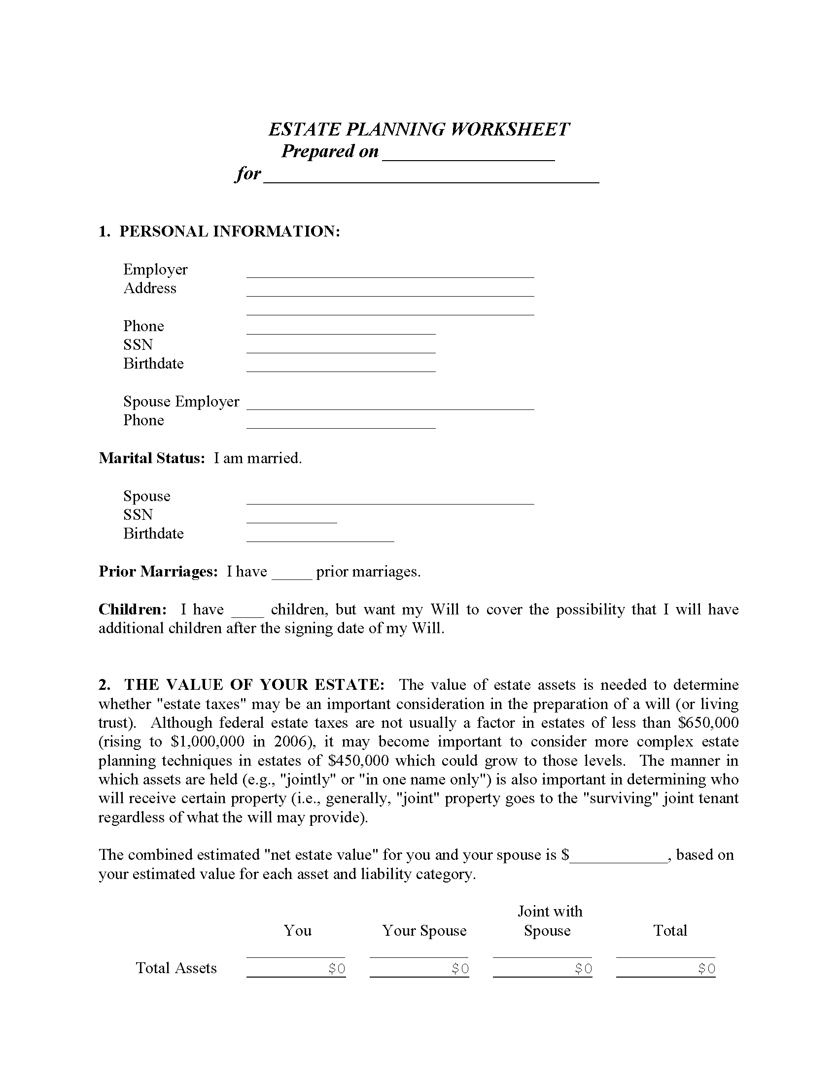 Printable Estate Planning Forms Printable Forms Free Online