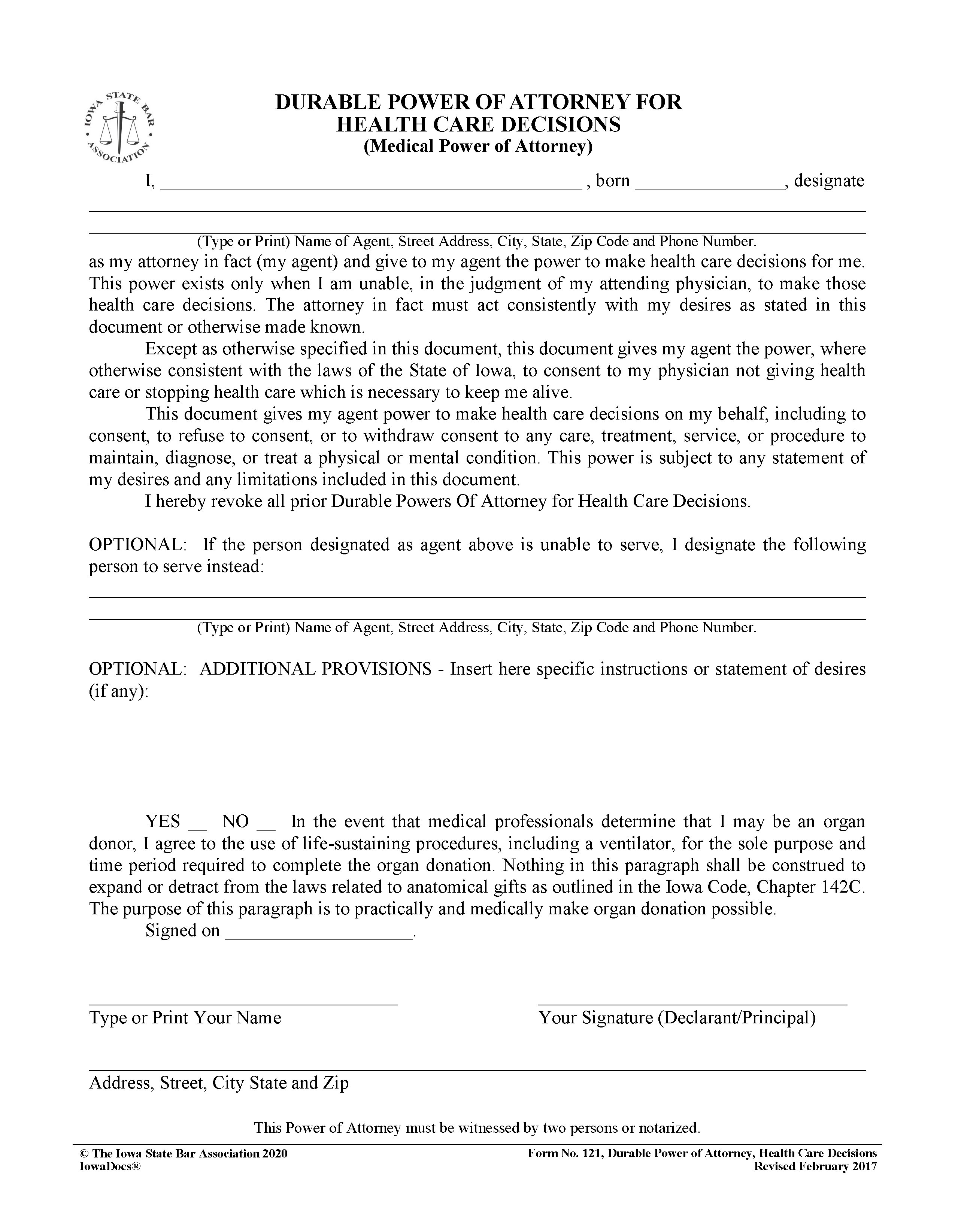 Iowa Medical Power Of Attorney PDF Free Printable Legal Forms
