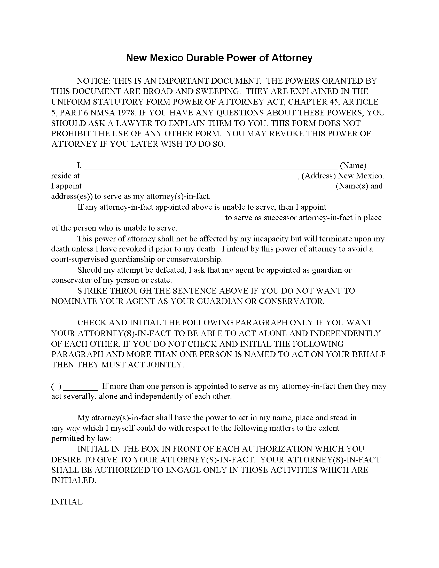 Fillable Durable Power Of Attorney Form Printable Forms Free Online