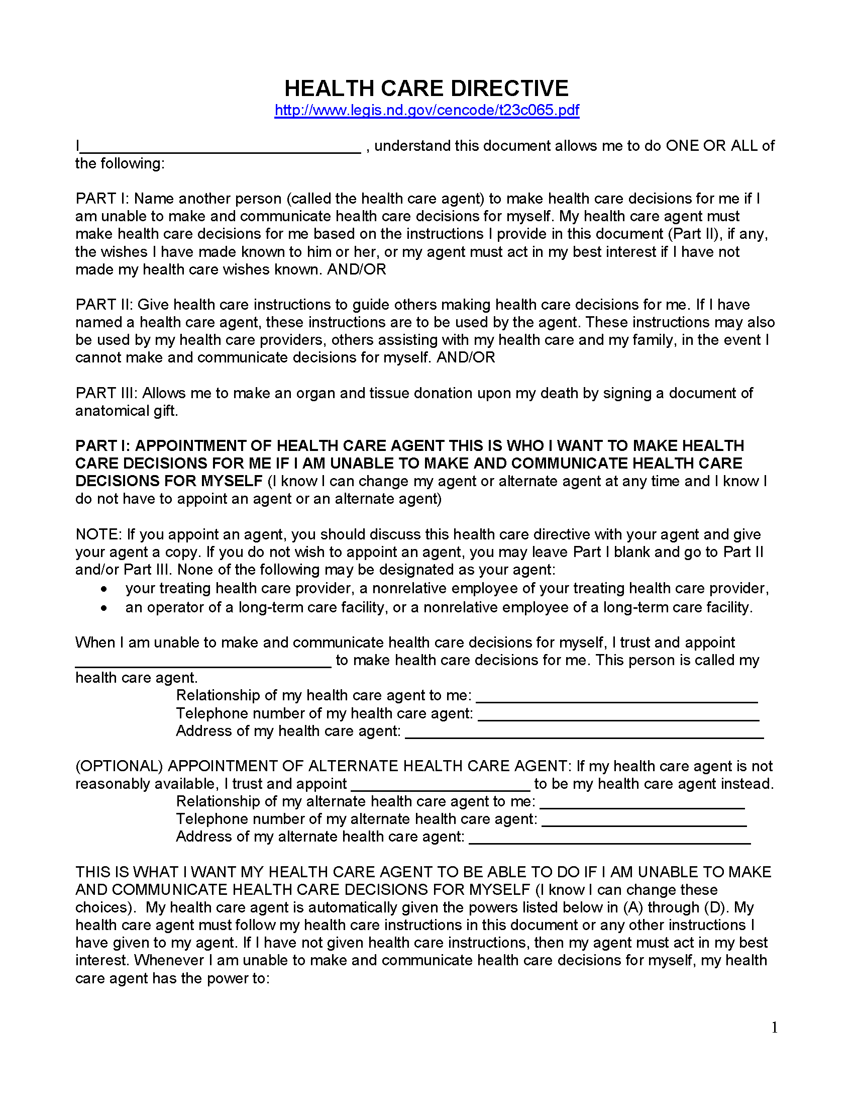 North Dakota Medical Power Of Attorney PDF Free Printable Legal Forms