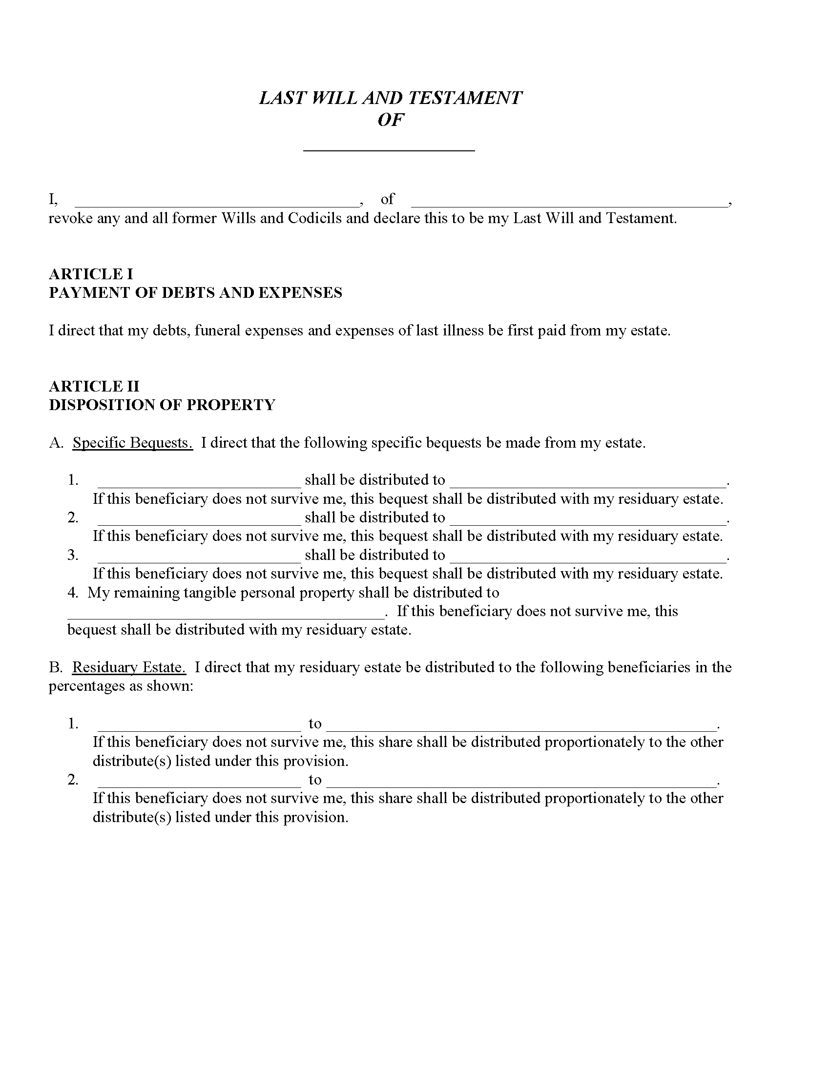 Georgia Will For Single With No Children PDF Free Printable Legal Forms