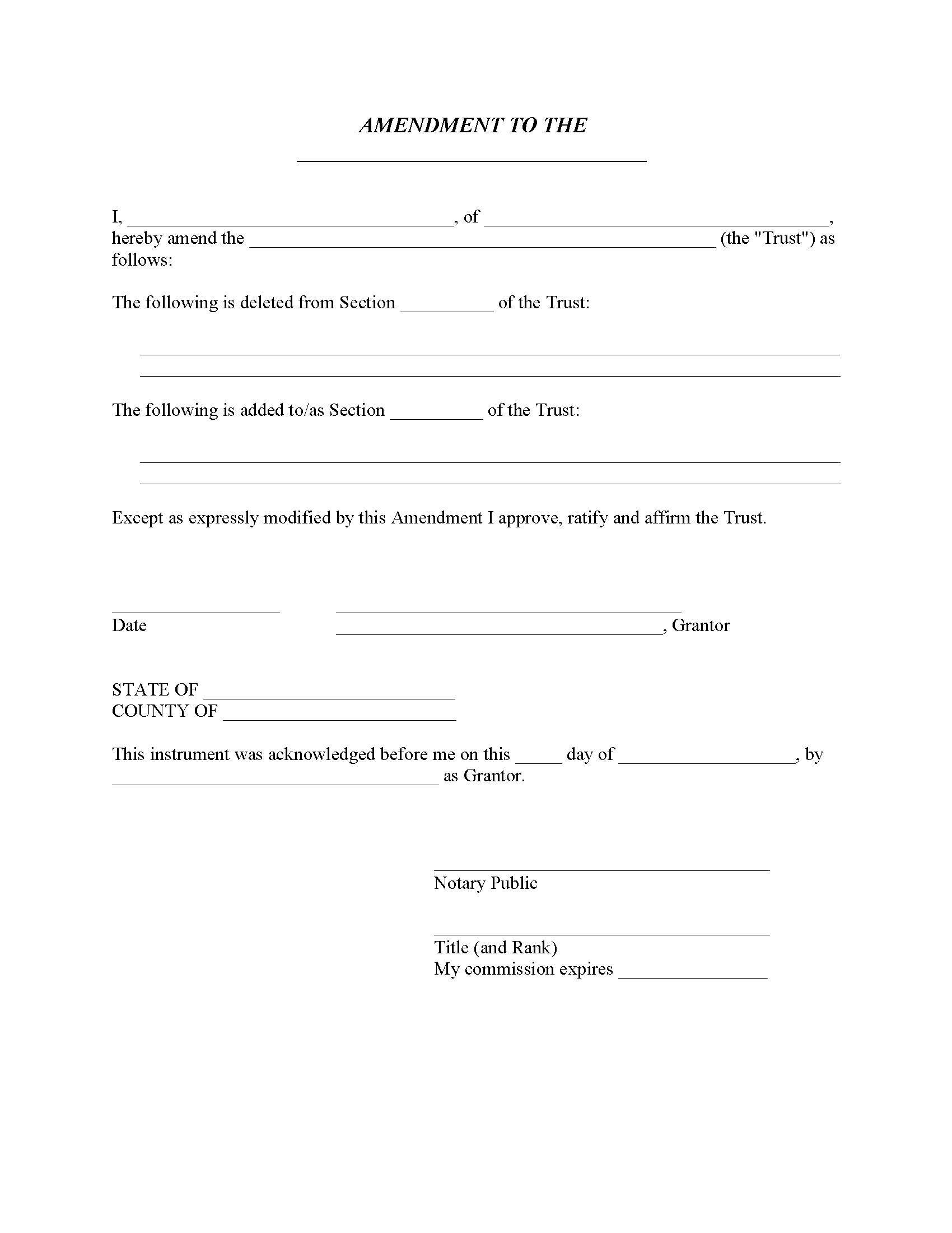 Florida Amendment To Living Trust Form Free Printable Legal Forms   Florida Amendment To Living Trust Form 