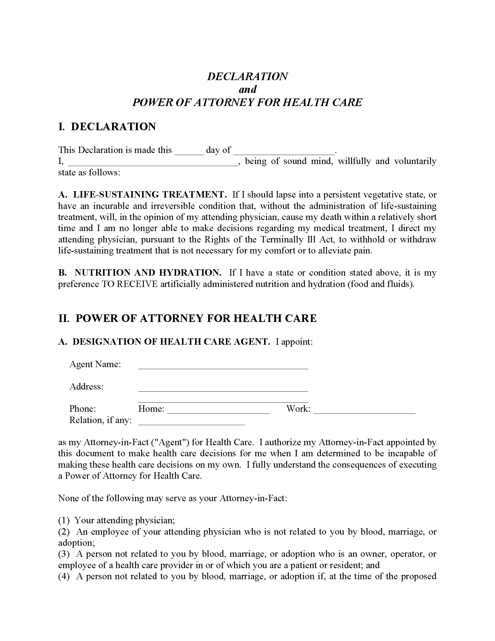 Printable Free Will Forms