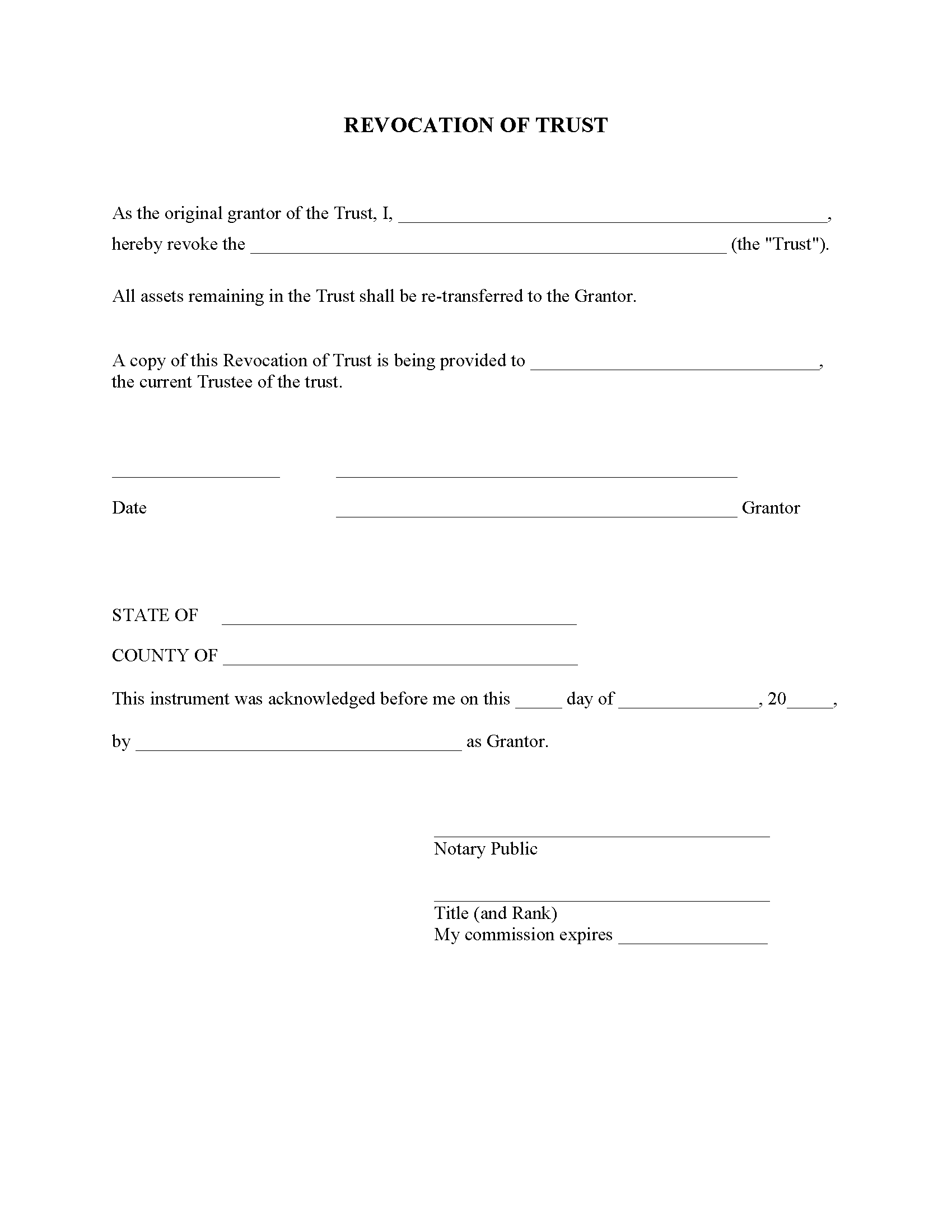 Minnesota Revocation Of Trust Form Free Printable Legal Forms
