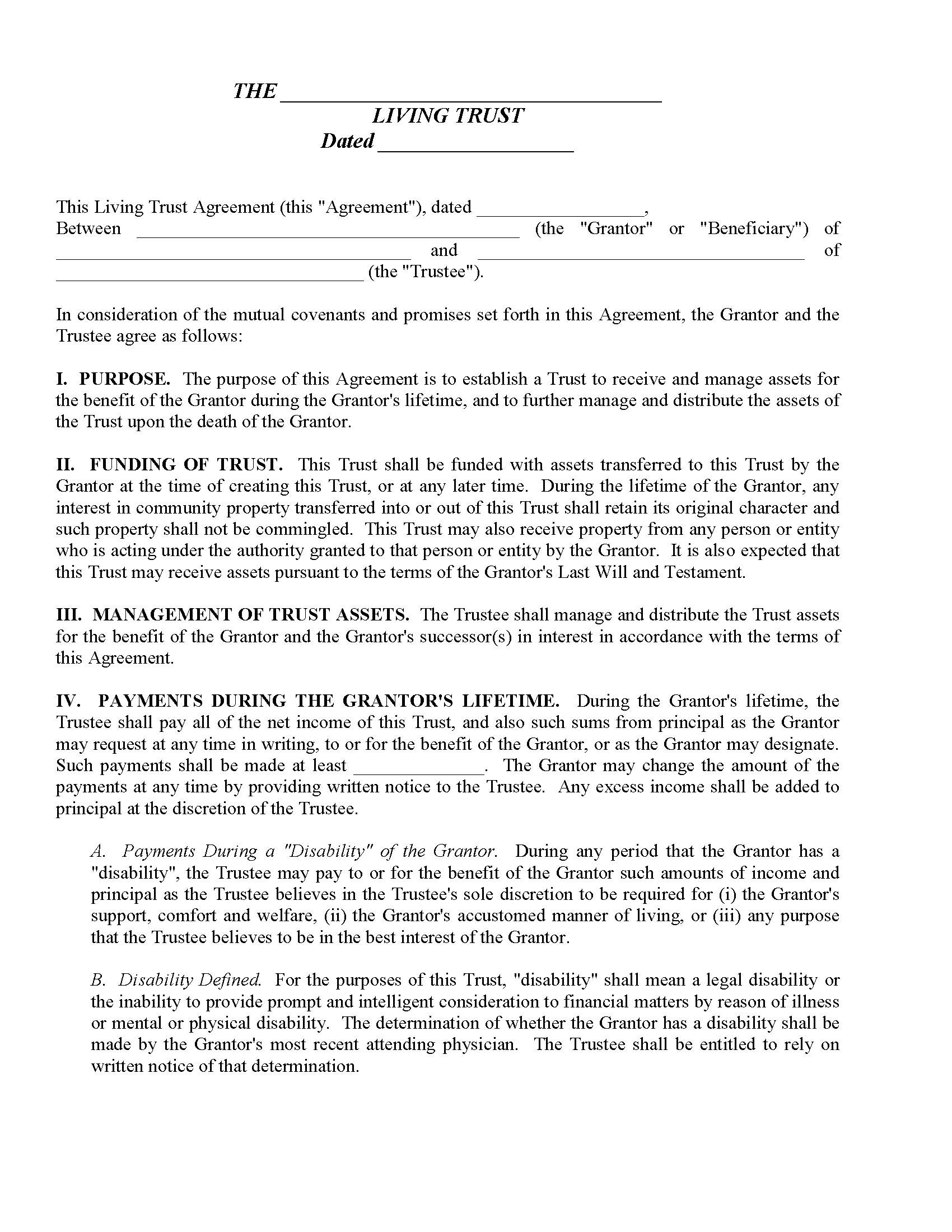 Wyoming Revocable Living Trust Form Free Printable Legal Forms