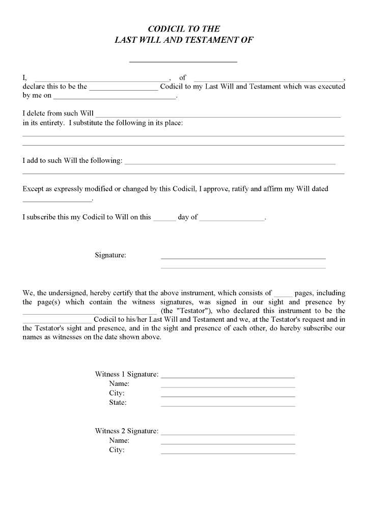 free pennsylvania codicil to will free printable legal forms