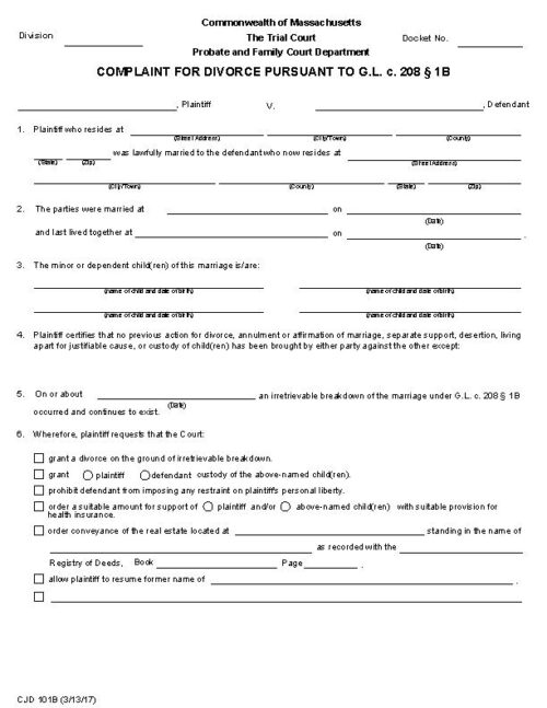 massachusetts divorce forms free printable legal forms