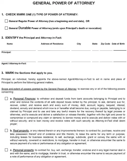 arizona power of attorney form free printable word download free print