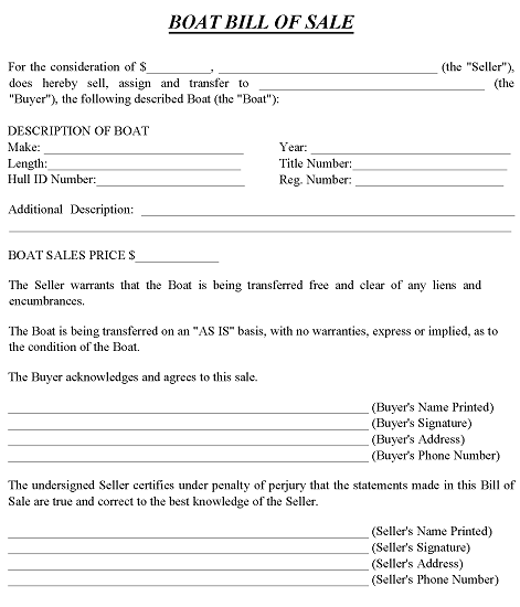 Free Simple Boat Bill Of Sale Template PDF Word Free Printable Legal Forms