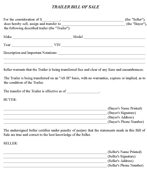 Free Texas Trailer Bill Of Sale PDF Free Printable Legal Forms