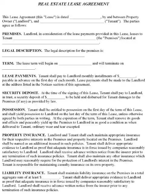 free lease form commercial property pdf word free printable legal forms