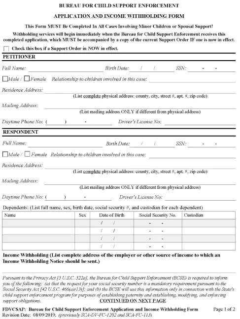 Free West Virginia Child Support Withholding Form PDF - Free Printable ...