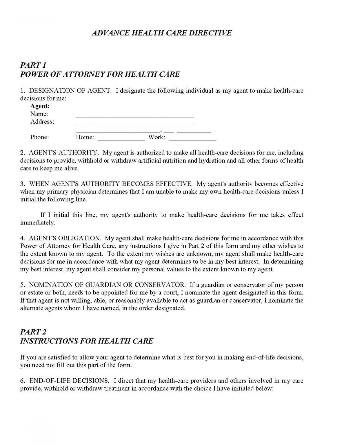 Ohio Medical Power Of Attorney Word Free Printable Legal Forms