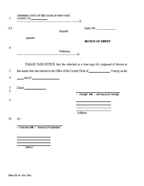 new york divorce notice of entry pdf free printable legal forms