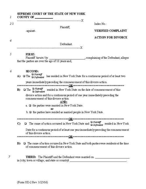 new york divorce verified complaint pdf free printable legal forms